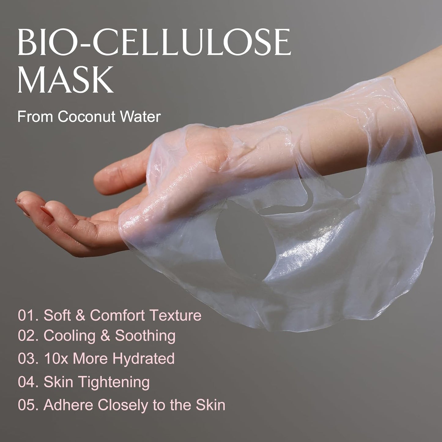 LA MUSE Biocellulose Face Mask - Deep Hydrating & Firming Skin Repair | 5 Pack | Cooling & Soothing Care