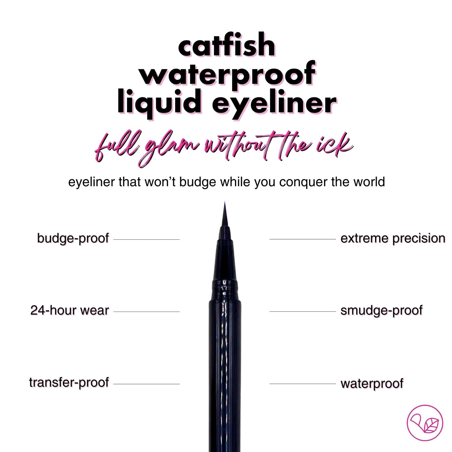 Provanity Cosmetics Catfish Liquid Eyeliner, Waterproof Liquid Eyeliner, Long Lasting Makeup with Fine Brush Tip Easy Apply Satin Finish, Smudge-Proof & Transfer-Proof - Blackout (Black)