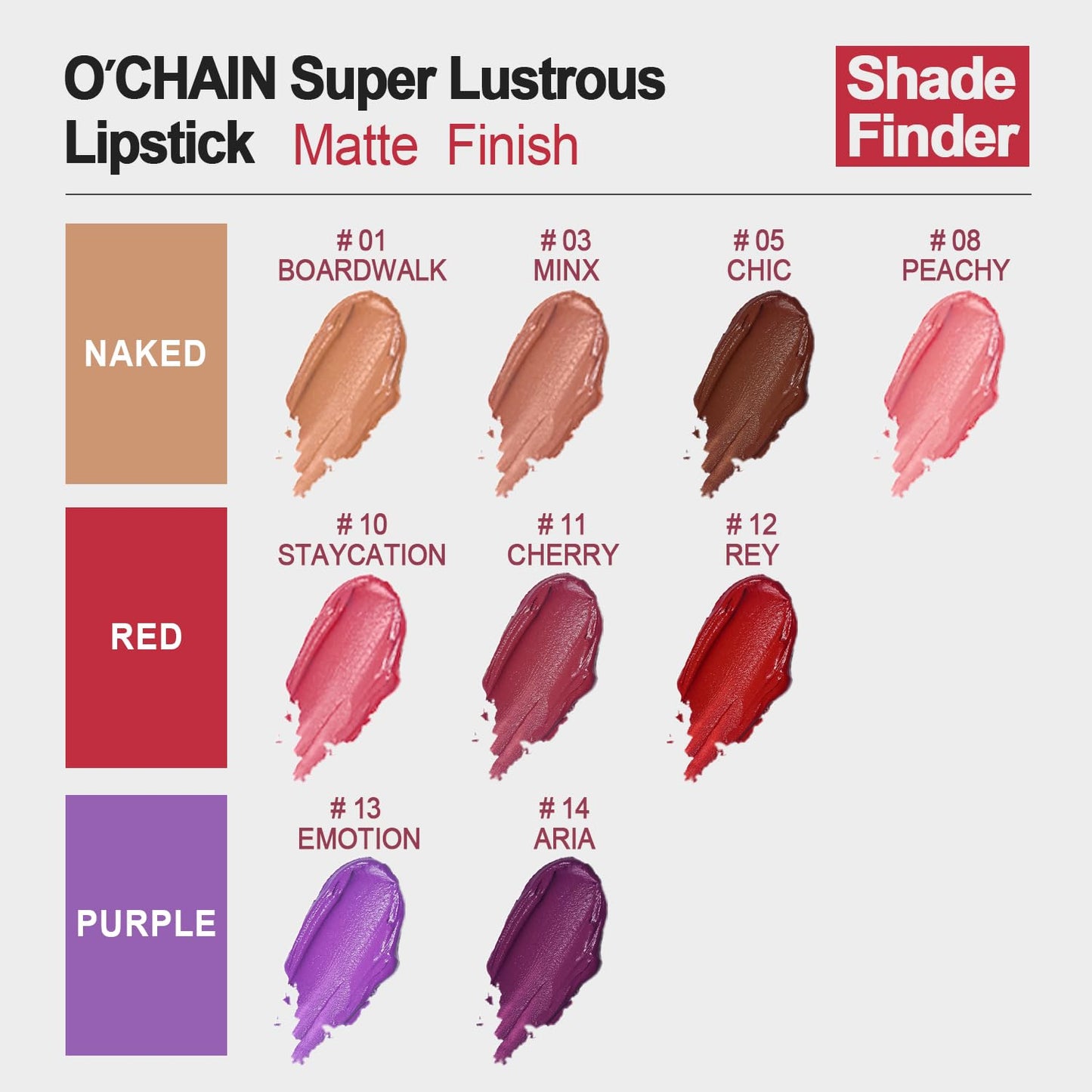O'CHAIN Matte Lipstick, Long Lasting Full Coverage Non-Transfer Lipstick for Women Infused with Jojoba Oil and Vitamin E, Cruelty-Free & Vegan(08 PEACHY) 0.12 Oz
