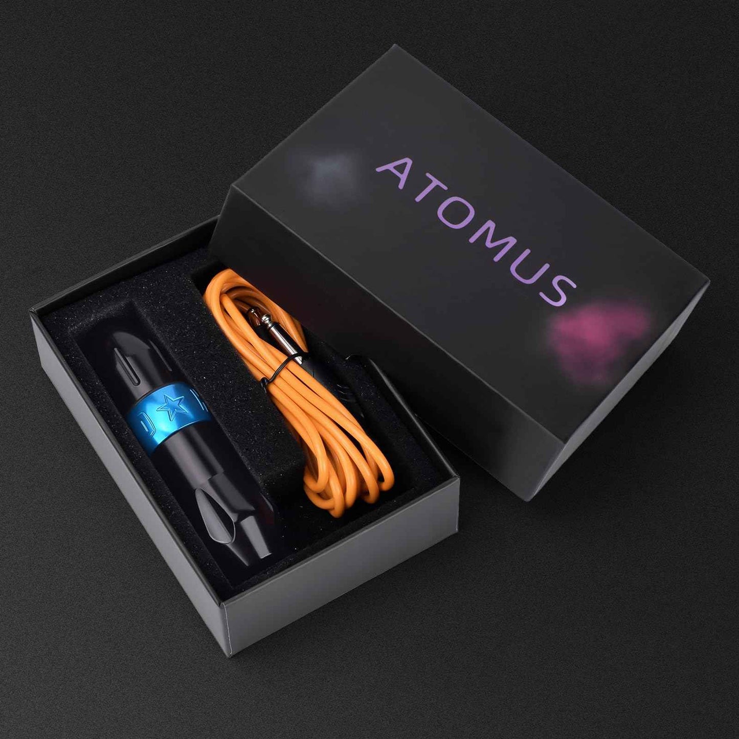 Rotary Tattoo Pen Machine, ATOMUS Tattoo Short Pen Style Cartridge Machine Gun Liner Shader with DC Cord 9000r/m Coreless Motor Aluminum Alloy Frame Tattoo Machine (Blue)