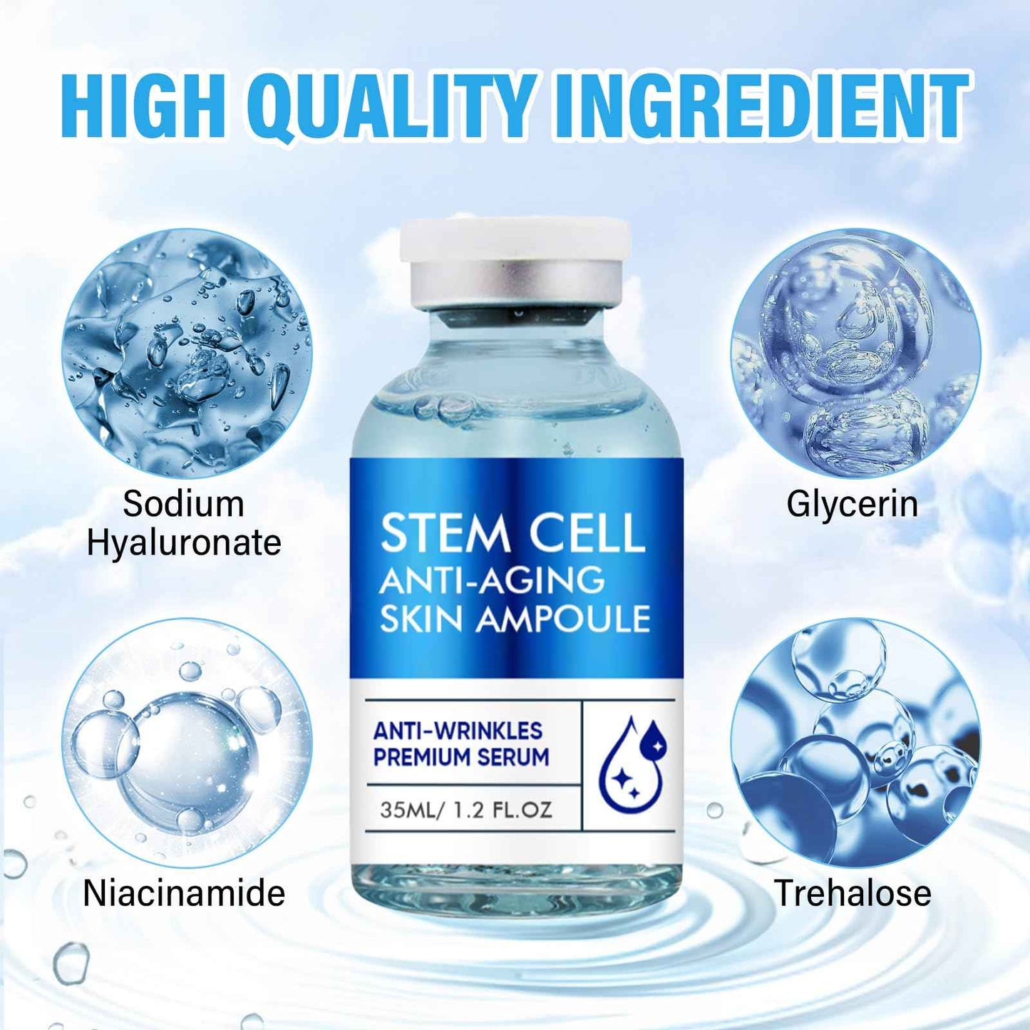 Stem Cell Anti-Aging Serum - Firm, Hydrate, and Renew Your Skin for a Youthful Glow,Strengthens and Moisturises Skin，Use with and Without MicroNeedling, Anti Aging & Smooth Wrinkles