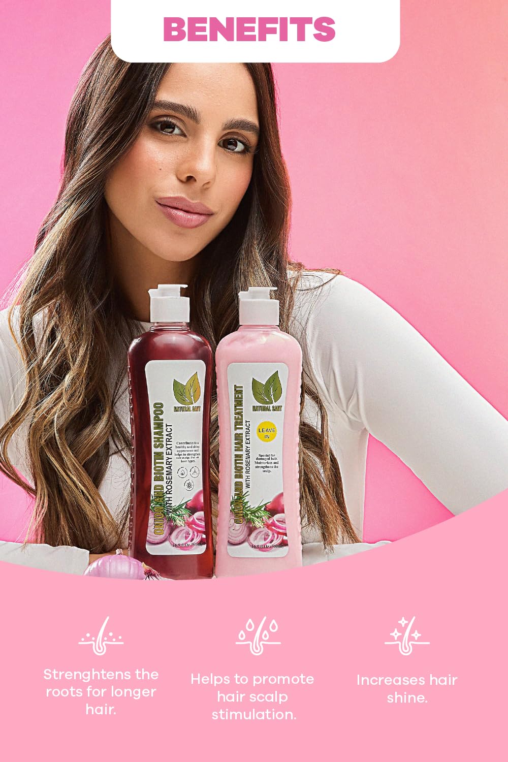 Onion Biotin & Rosemary Shampoo Set - Strengthen Thicker Hair | Paraben & Silicone Free, Soft Shine