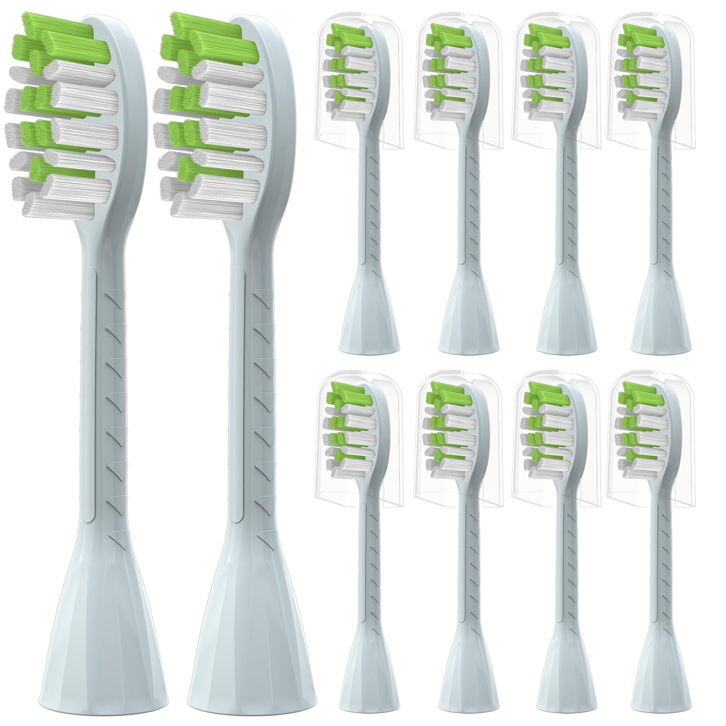 YMPBO Toothbrush Replacement Heads Compatible with Philips One Series Sonicare Battery Toothbrush BH1022/03, 10 Pack Replacement Heads, Soft Bristles, Mint Light Blue