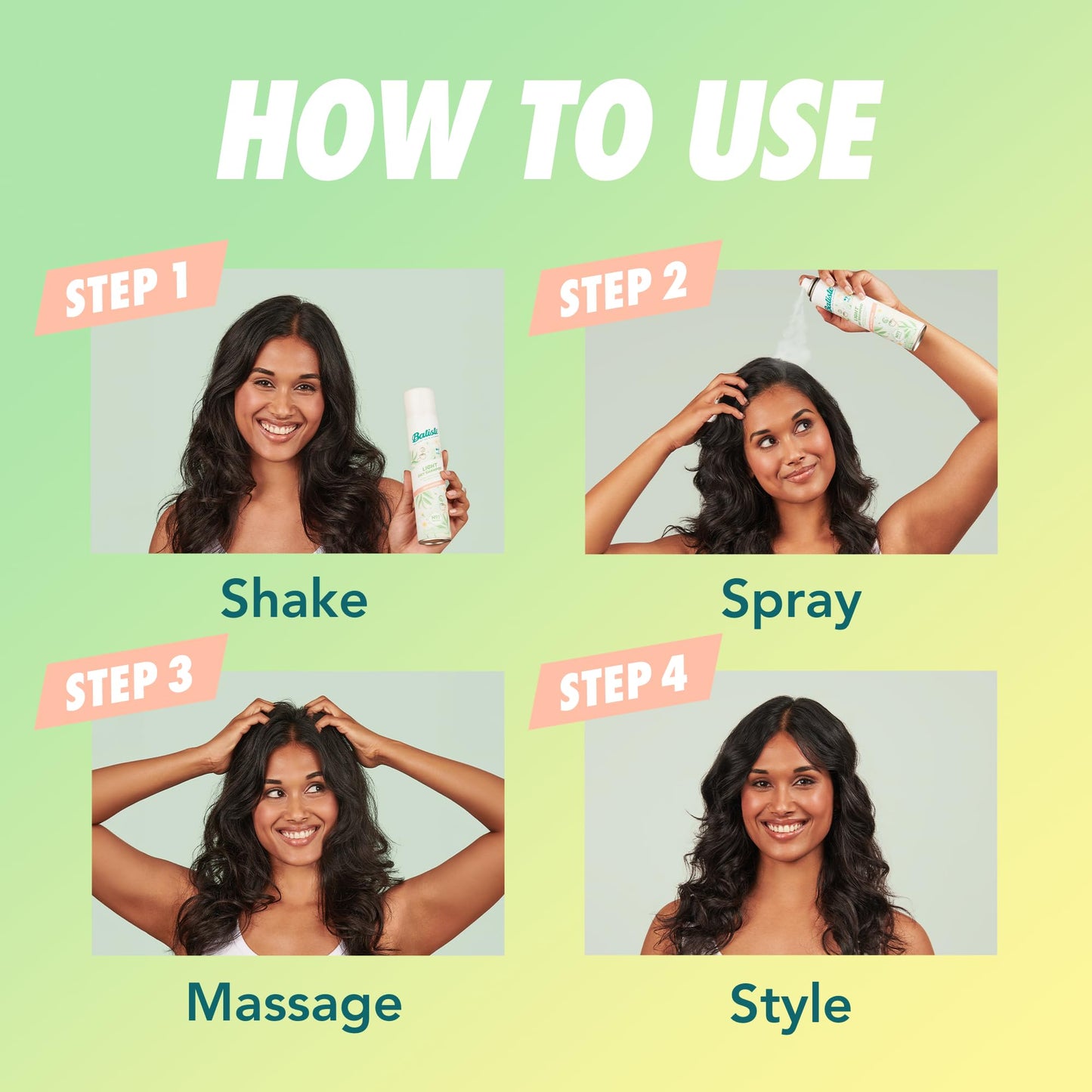 Batiste Light Dry Shampoo, Mellow Melon, Invisible Finish, Refresh Hair & Absorb Oil Between Washes, 3.81 Oz.