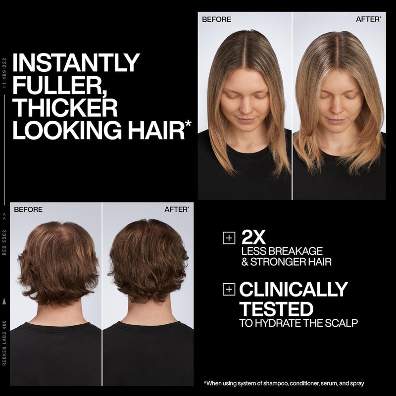 Redken Acidic Grow Full System Scalp & Hair Serum - Lightweight Leave-In Treatment for Thicker Hair | With Azelaic Acid