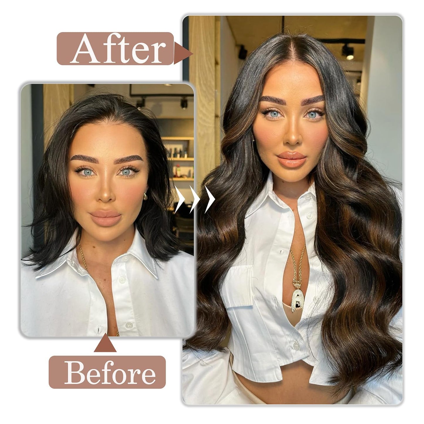 Clip in Hair Extension Real Human Hair Balayage Clip in Extensions for Women 80g/5pcs Balayage Chocolate Brown to Caramel Blonde Human Hair Extensions Clip ins 14 Inch Gift