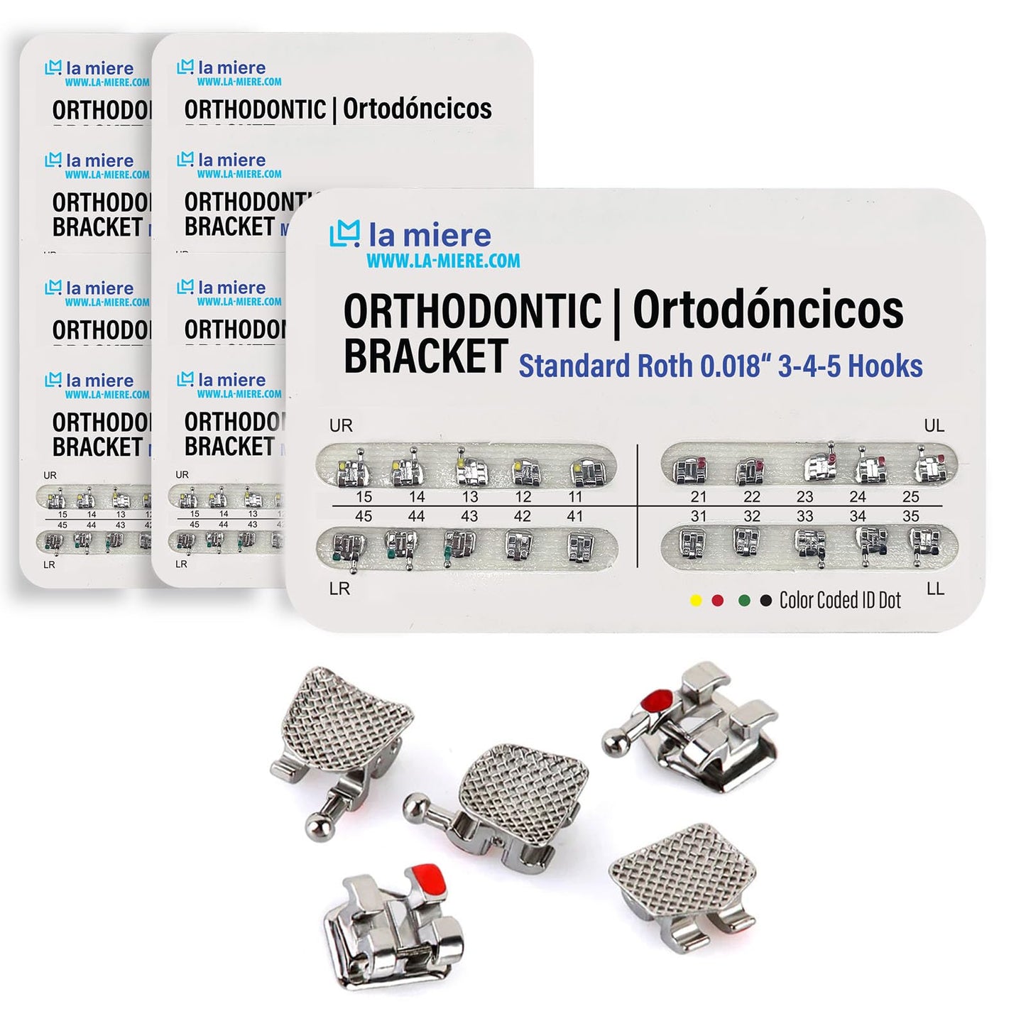 200PCS Orthodontic Metal Brackets tandard Roth 0.018 Slot Bondable 3-4-5 Hook10PK