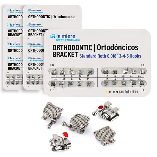 200PCS Orthodontic Metal Brackets tandard Roth 0.018 Slot Bondable 3-4-5 Hook10PK