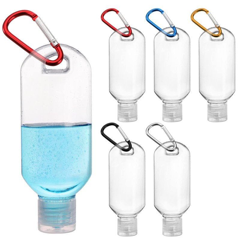 Kingrol 50 Plastic Travel Squeeze Bottles with Keychains, 2 oz Empty Hand Sanitizer Bottles, Portable Liquid Squeeze Containers for Toiletries, Cosmetics - Leak Proof, Refillable