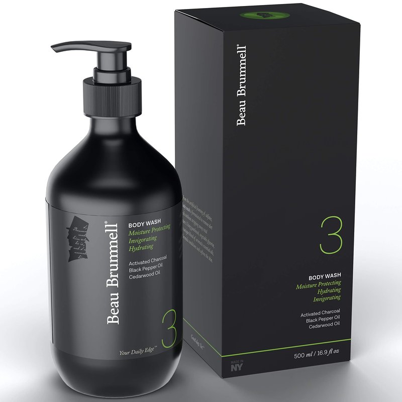 Daily Hydrating Body Wash for Men by Beau Brummell | A Luxury Daily Body Wash Formulated to Remove Dirt and Oils Without Stripping Away Vital Moisture | Large 16.9 OZ Bottle | Made in USA
