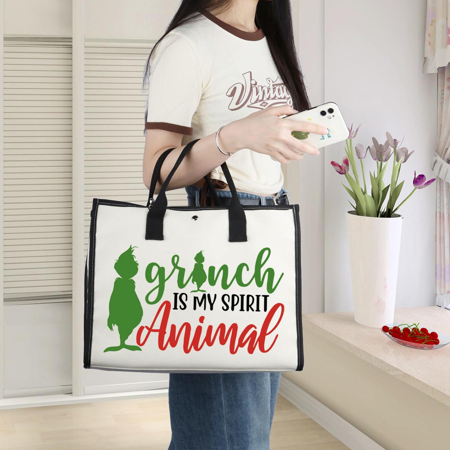WZMPA Green Monster Cosmetic Makeup Bag Doctor Cat Fans Gifts Monster Is My Spirit Animal Zipper Pouch Bag For Monster Fans (Grin Spirit -TB)