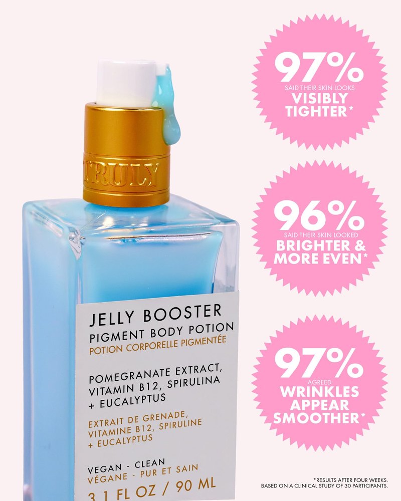 Truly Beauty Jelly Booster Pigment Body Potion | Dark Spot & Discoloration Treatment for Body | Pomegranate Extract & Vitamin B12 | Hydrates, Smooths & Helps Fade Acne Scars for Even Skin (3.1 fl oz)
