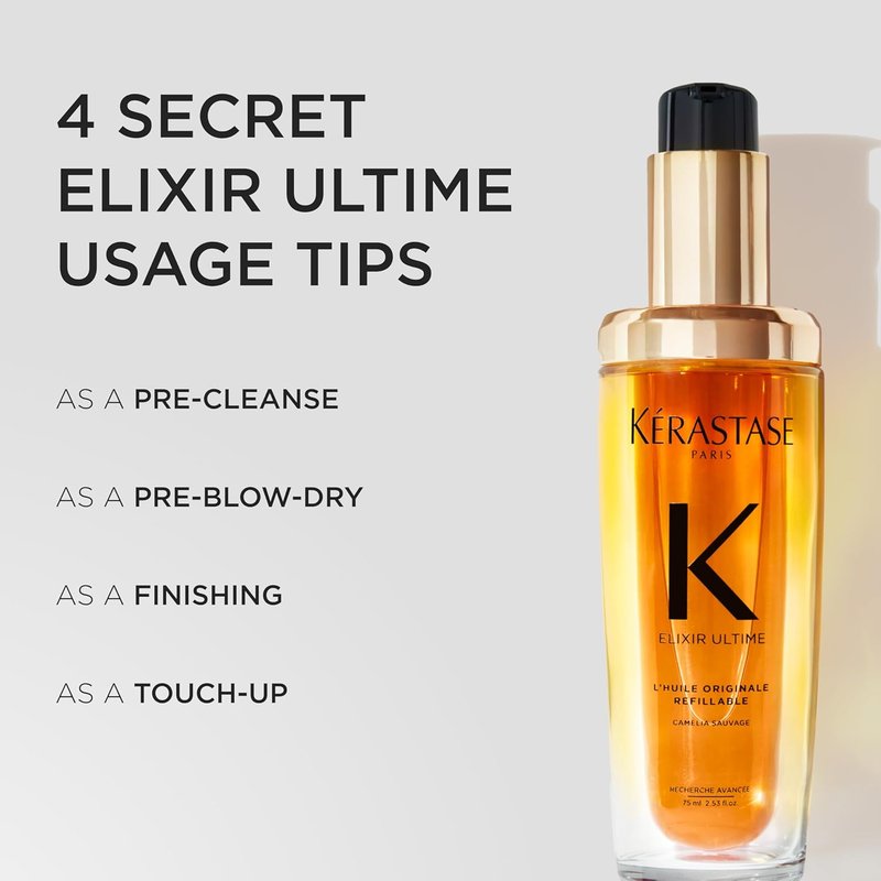 Kerastase Elixir Ultime Hair Oil - Hydrating & Smoothing Formula with Wild Camellia | Nourishes & Strengthens Hair