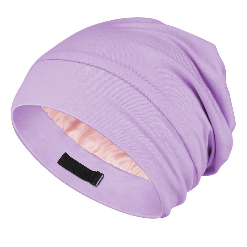 OLESILK Silk Baby Bonnet 6-12 Months: Modal Fabric, Mulberry Silk Lining,Anti-Frizz for Curly Hair, Adjustable Fit Growing Toddler Light Purple