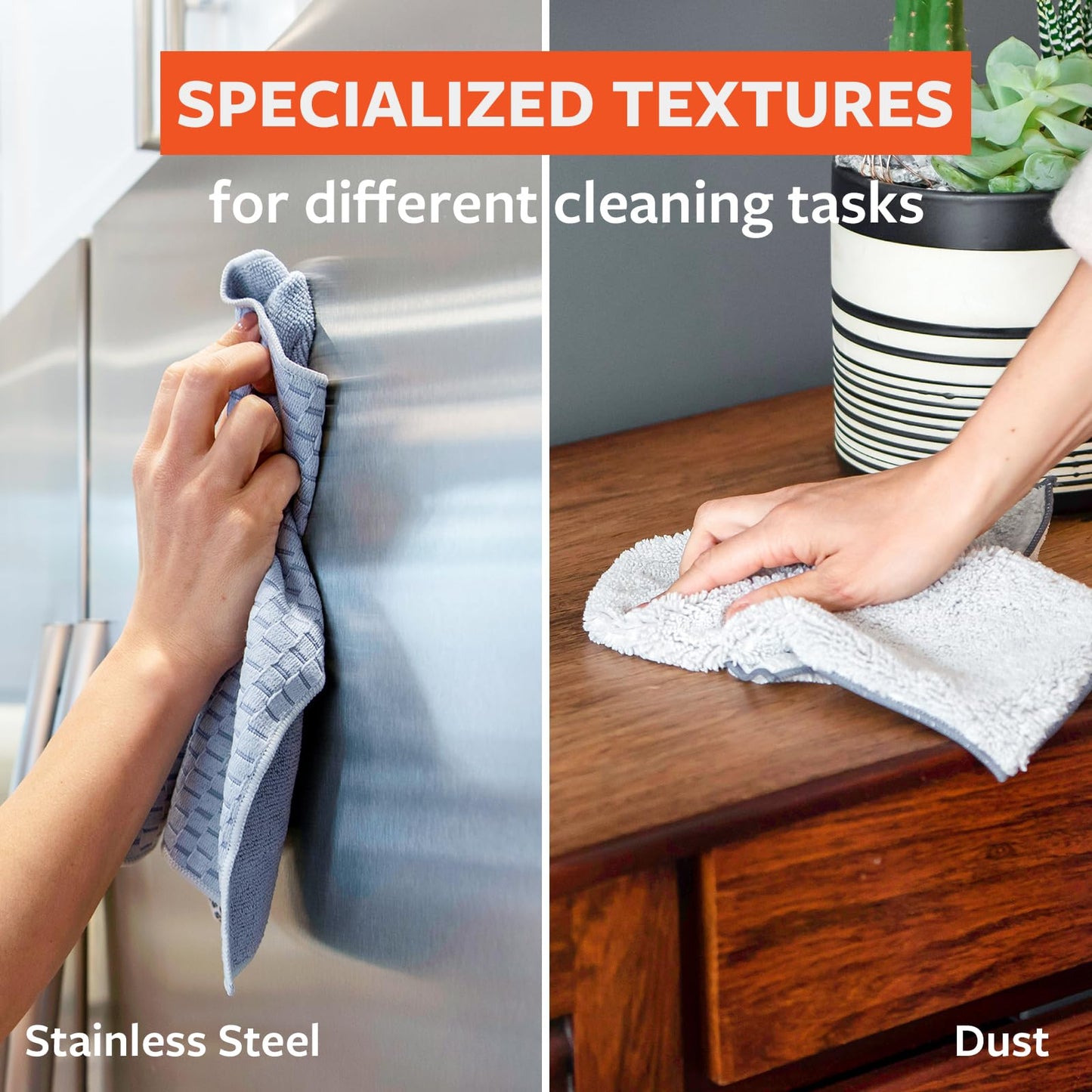 Full Circle Renew, Essential Cleaning Cloths, Ultra-Durable Recycled Microfiber, Variety Pack for Cleaning Glass, Grease, Stainless Steel, Bath & Tile, and Dust, Machine Washable - Set of 5