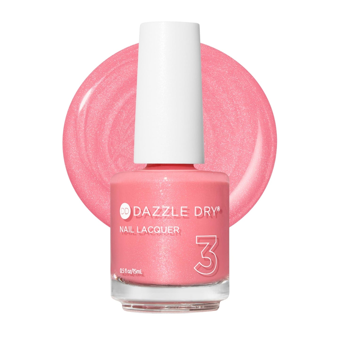Dazzle Dry Nail Lacquer (Step 3) - Cherry Blossom - A calming blush pink with a subtle multicolored shimmer effect. Semi-sheer shimmer. (0.5 fl oz)