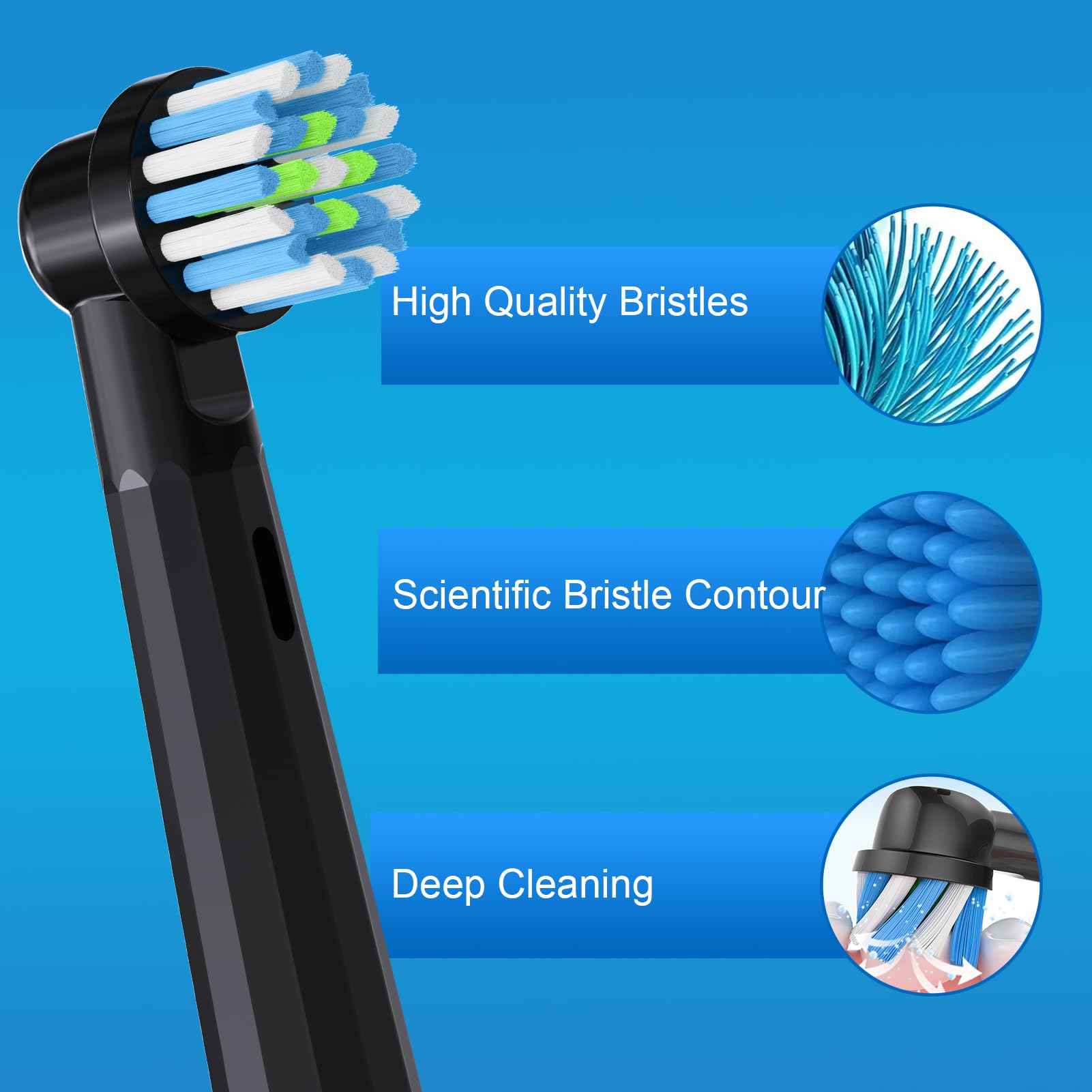 Replacement Toothbrush Heads for Oral B Pro 1000 Replacement Heads,Black,12 Count