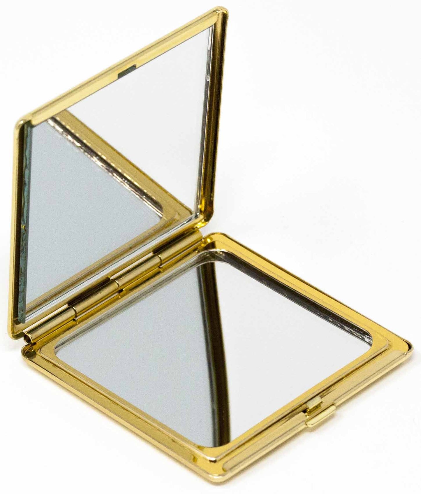 Folding Compact Pocket Makeup Mirror With Swarovski Rhinestone Crystals Double Sided (5x magnification + 1x magnification) (Golden Flower (Square))