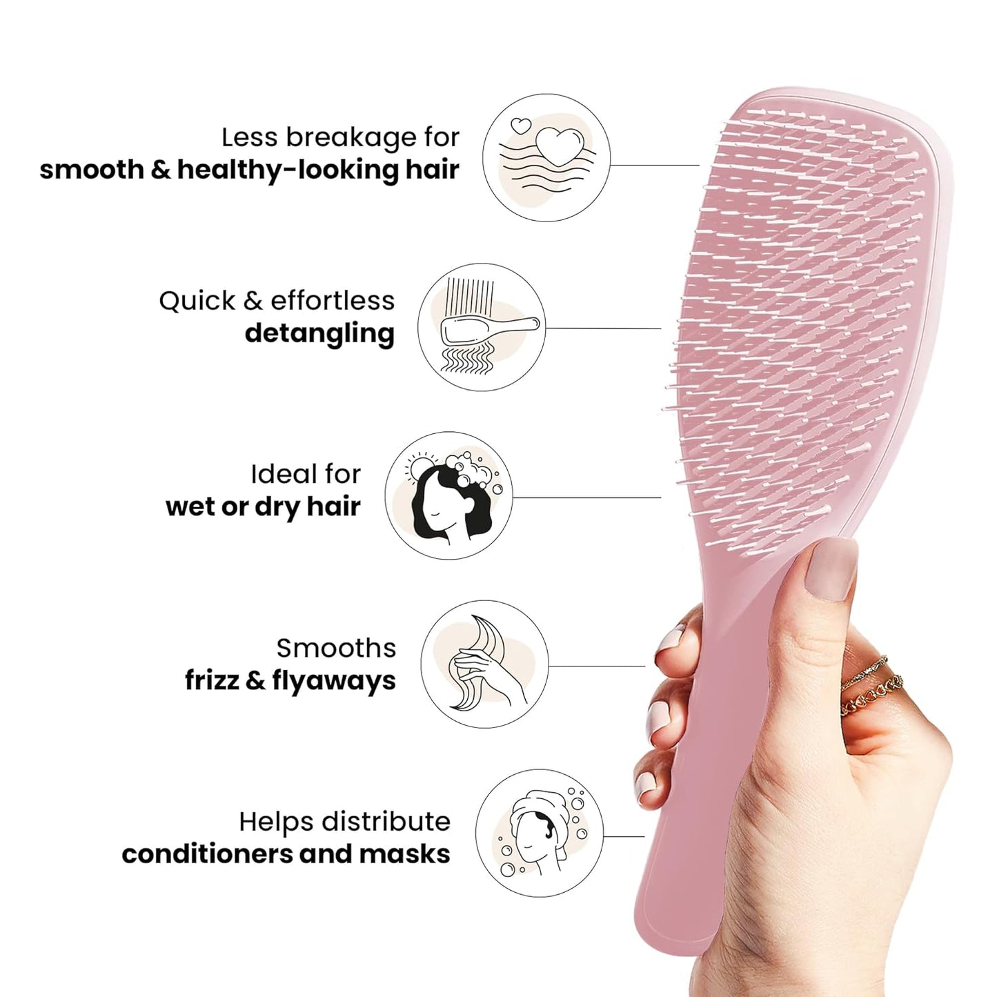 Tangle Teezer Hair Detangler Spray & Ultimate Detangler Brush Duo - Sulfate-Free Spray & Millennial Pink for All Hair Types