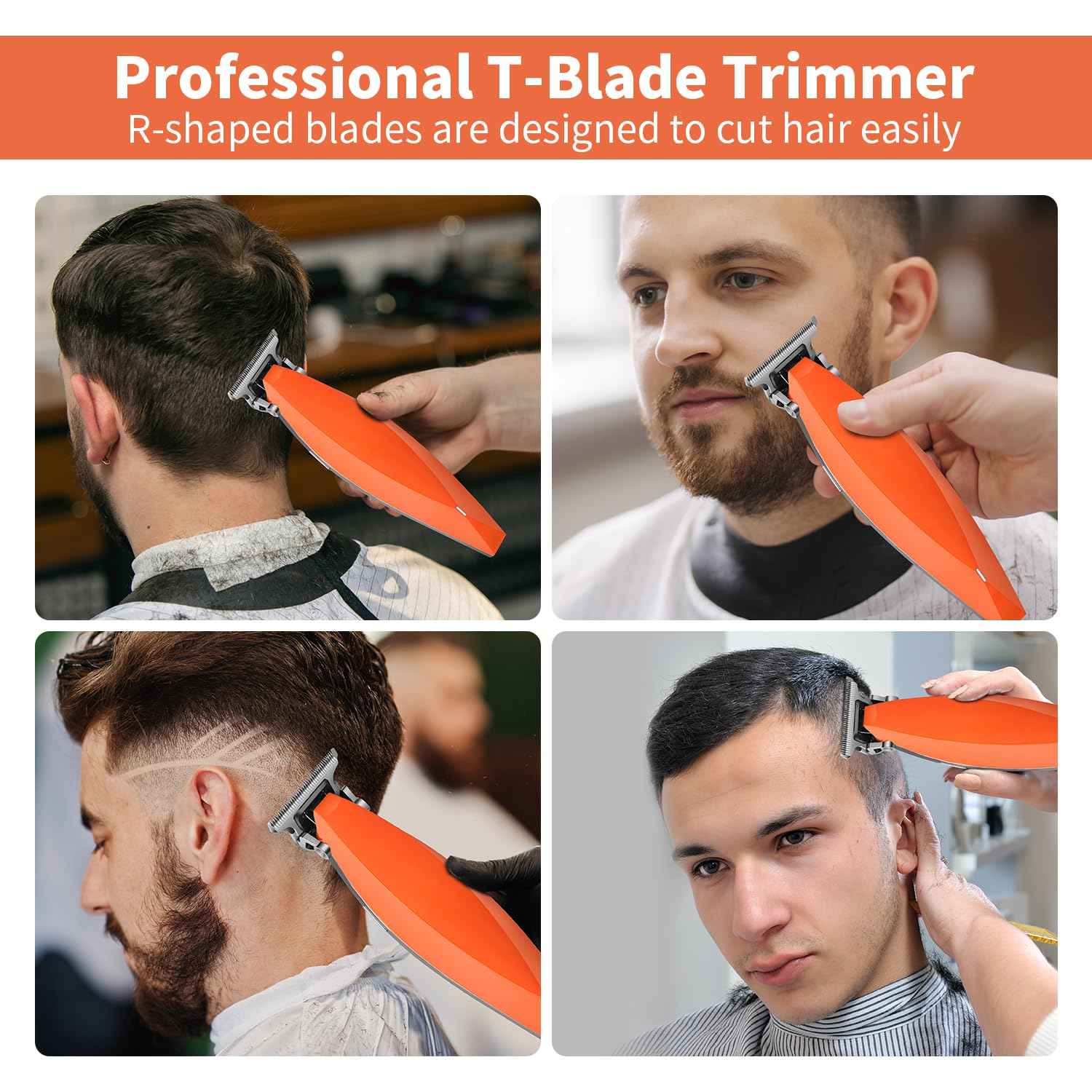 HIENA PRO Cordless Professional Beard Trimmers for Men, Rechargeable Electric T-Blade Hair Trimmer, Facial Trimmer and Hair Cutting Clippers, Gifts for Men