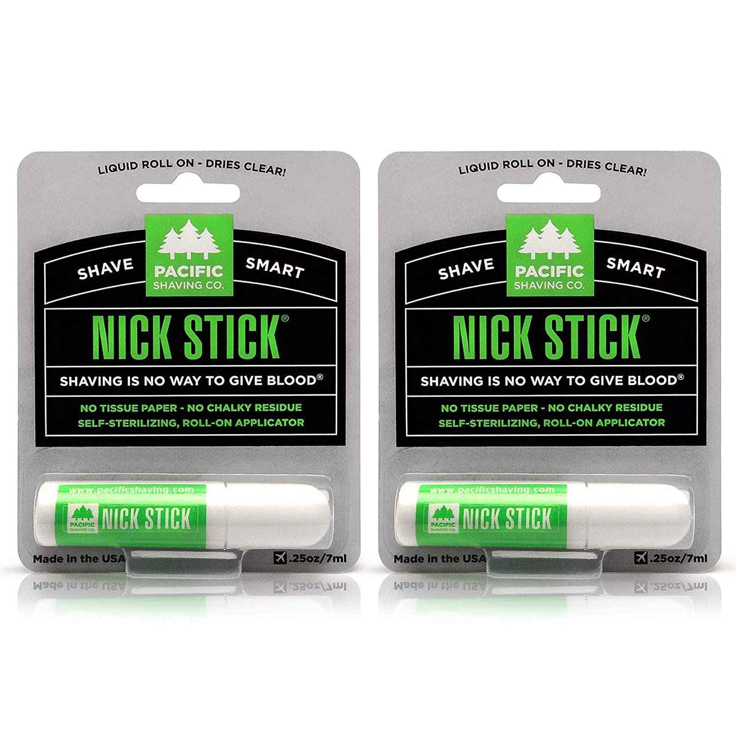 Pacific Shaving Company Nick Stick - A Shave Essential - Puts Nicks in Their Place - Liquid Roll-On Applicator, Dries Clear - With Vitamin E & Aloe Vera (0.25 Oz, 2 Pack)