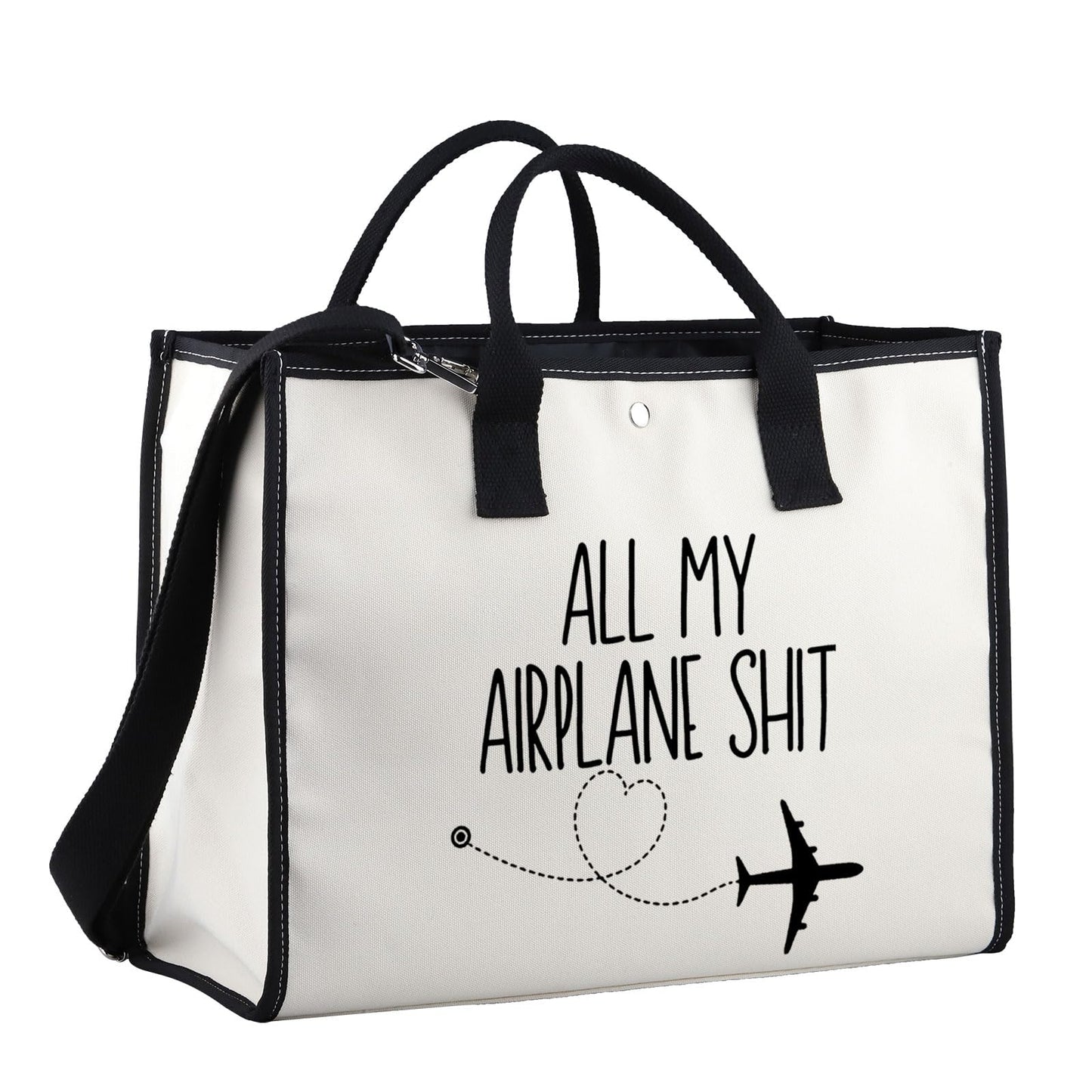 XYANFA All My Airplane Sh*t Accessory Pouch Traveler Makeup Bag Charger Pouch Flight Attendant Cosmetic Bag (AIRPLANE SH*T tote bag)