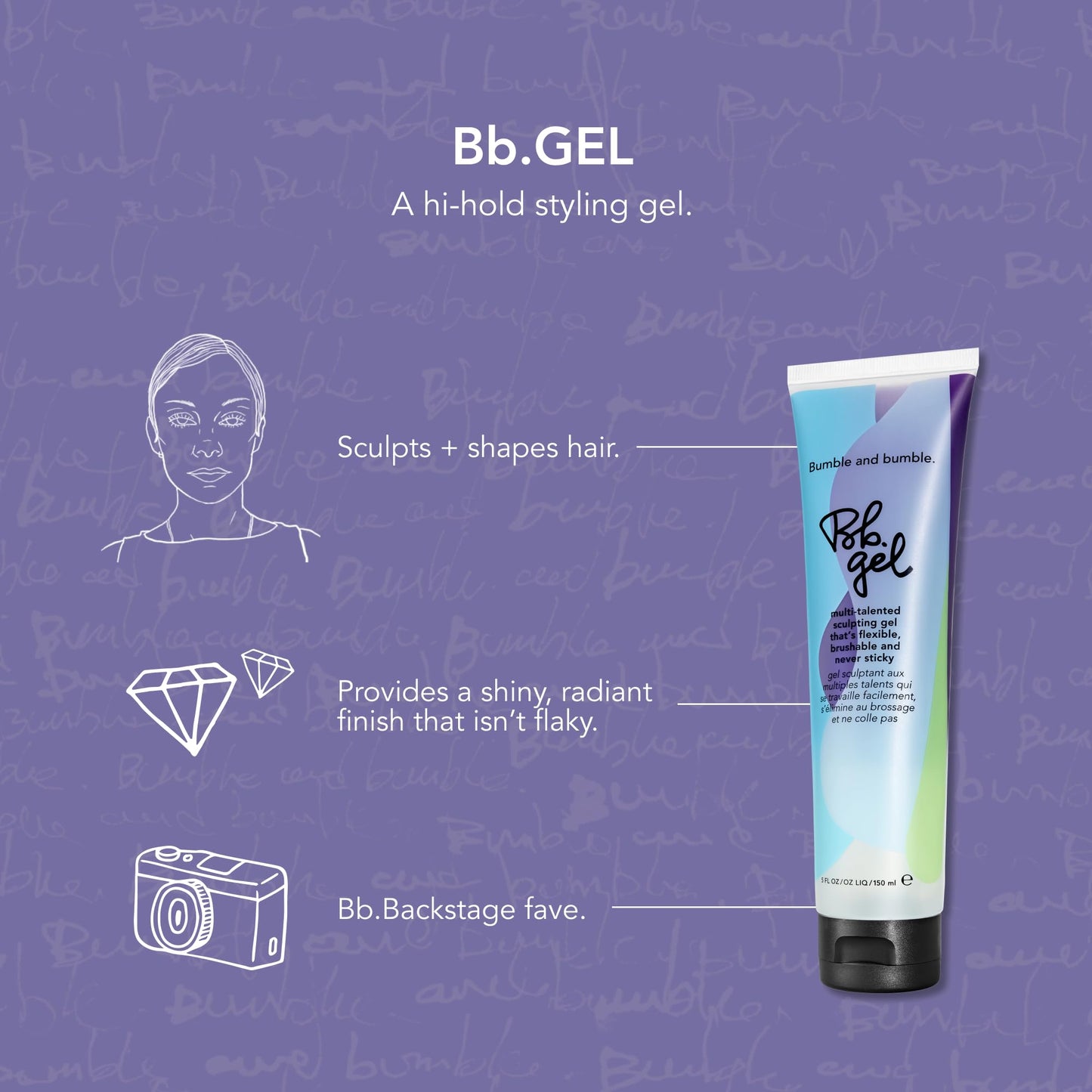 Bumble and bumble. Hair Gel Sculpting Medium | Flexible + Brushable | Adds Shine | Flake Free Finish | For All Curly, Wavy, Straight Hair Types, 5 Fl Oz