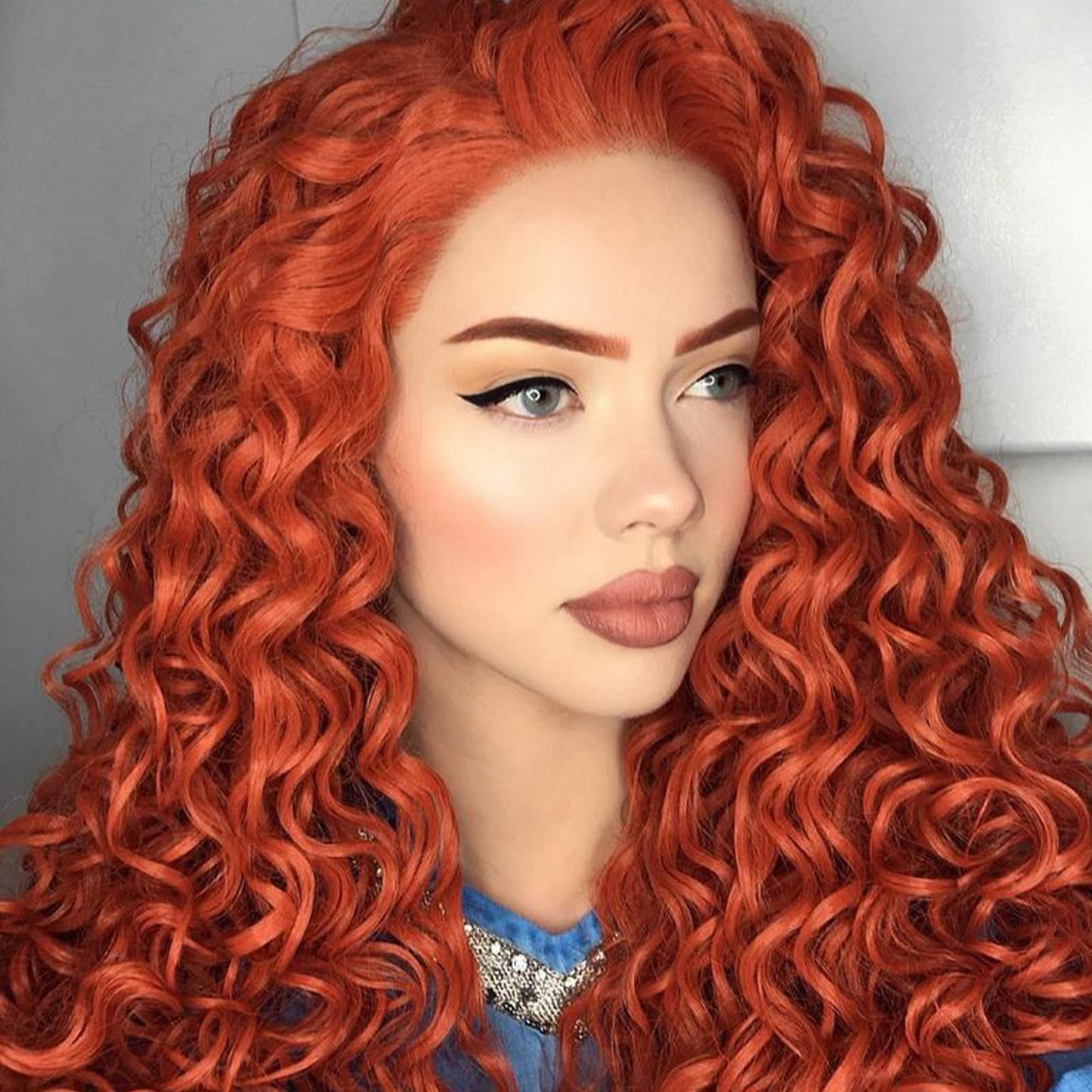 Orange Lace Front Wigs for Women Girls Real Handmade Long Deep Curly Loose Wave Free Part Wig Synthetic Hair Gold Orange Wavy Glueless Synthetic Heat Resistant Fiber Hair Wigs Daily Cosplay 24 Inch