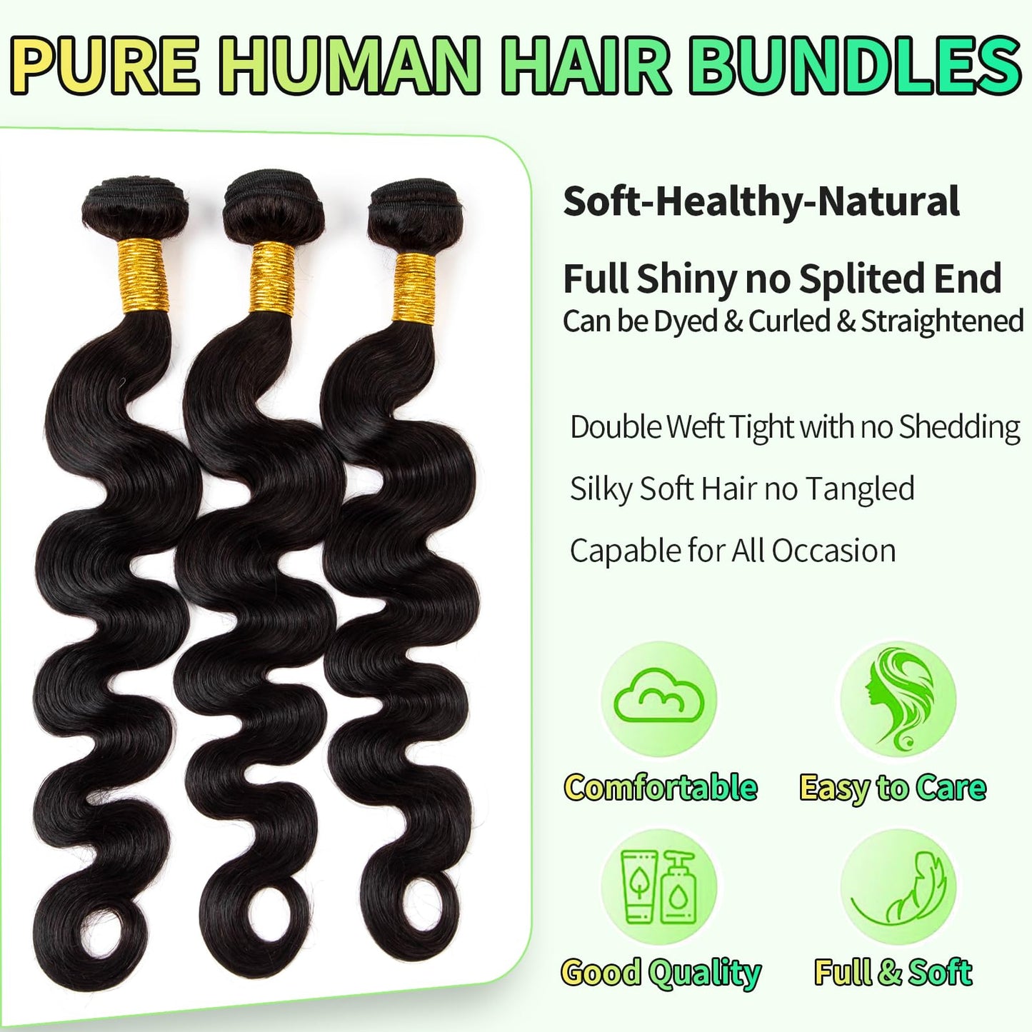 Human Hair Bundles Body Wave Natural Color, 22 Inch - 1 Bundle, Antousha Body Wave Bundles Human Hair 12A Unprocessed Brazilian Virgin Wavy Bundles for Black Women