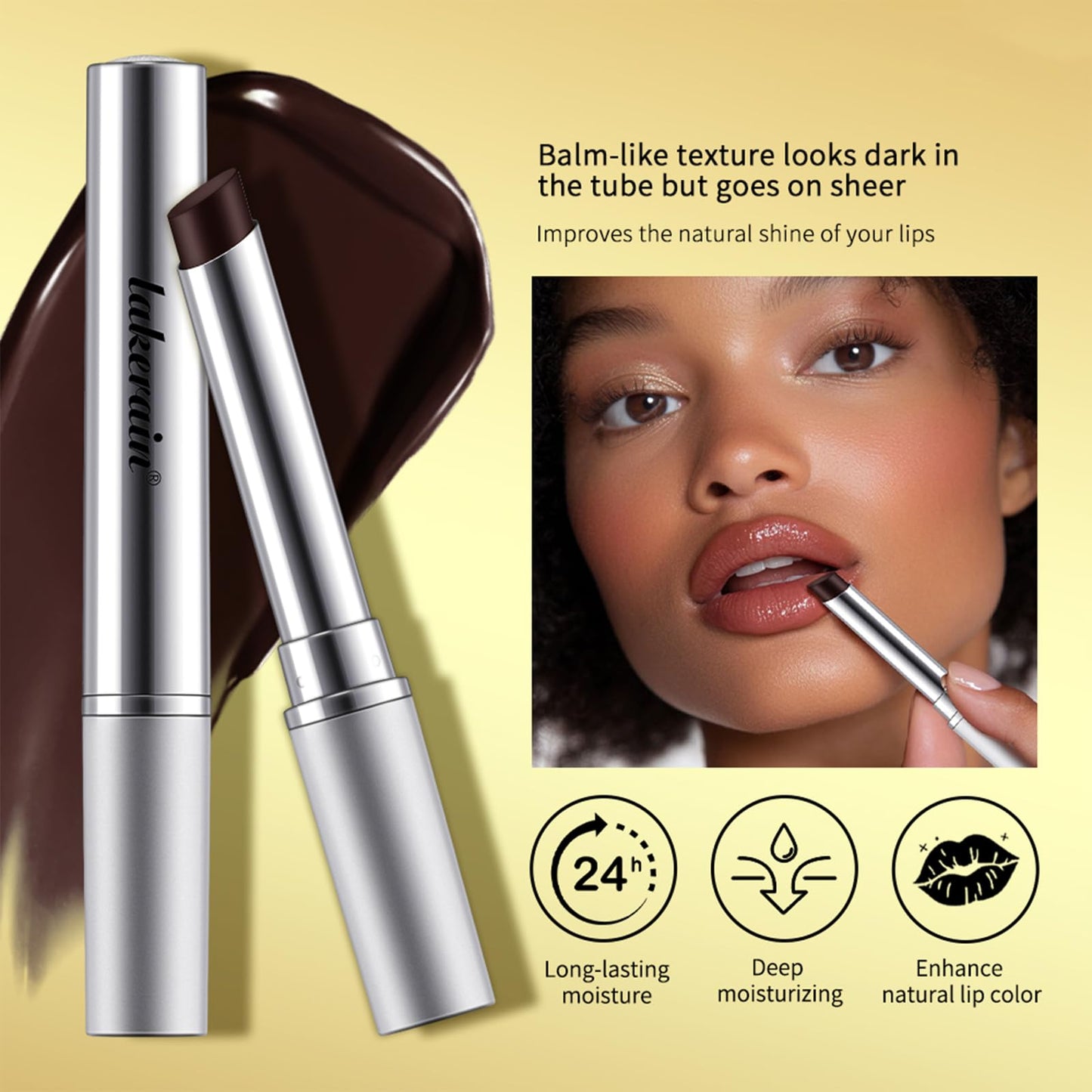 3PCS Honey Lipstick Tinted Lip Balm - Sheer Hydrating Lipstick for All Skin Tones - Moisturizing Lip Color, Nourishing Lip Balm with a Hint of Natural Black Cherry Tint (Black & Nude & Pink)