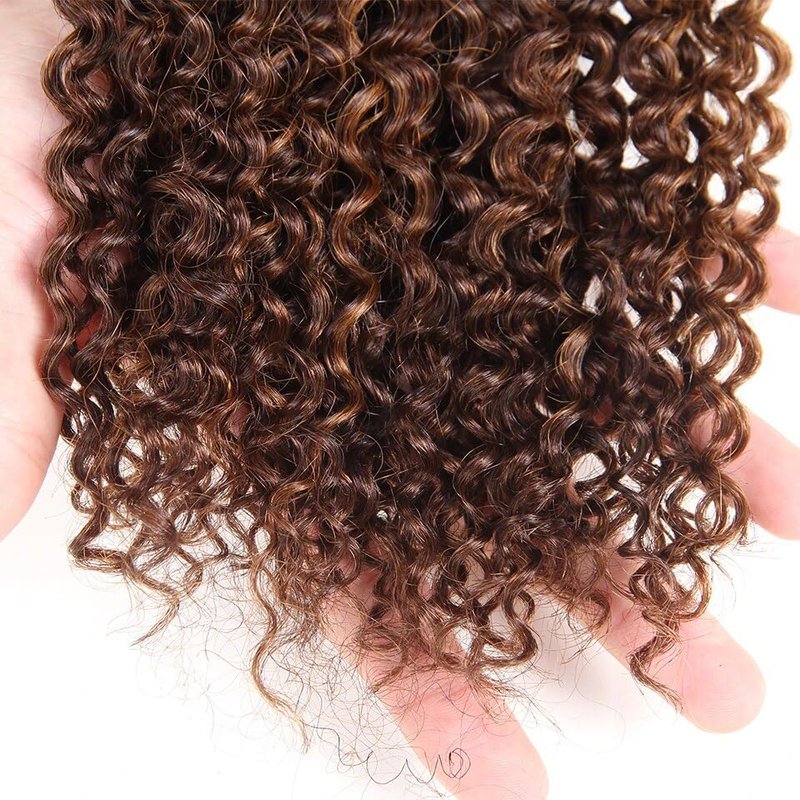 Kinky Curly Human Hair Bundles - P4/30 Ombre Brazilian Virgin Remy Extensions | 12-14-16 Inch, 300G