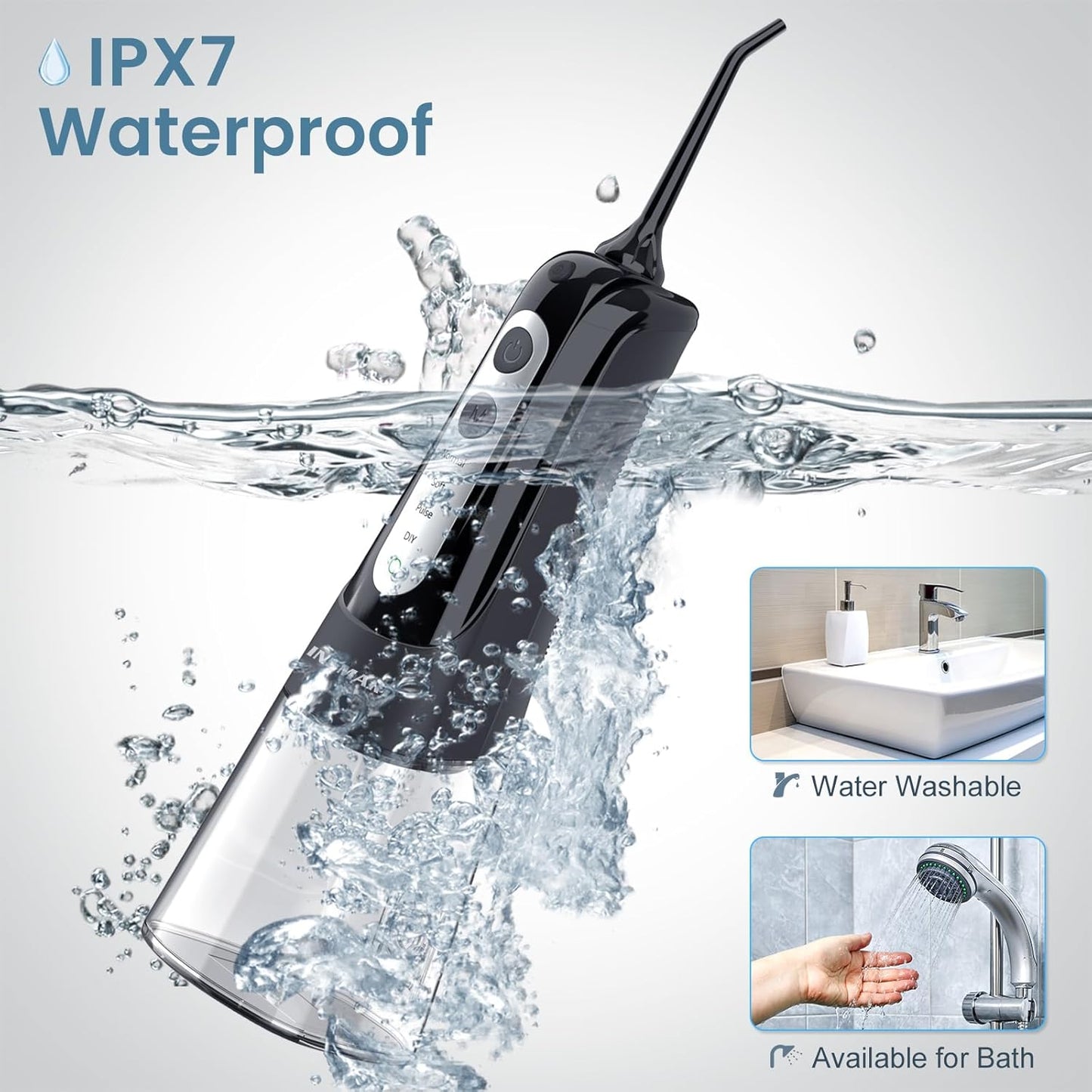 **Cordless Water Dental Flosser - Professional USB Rechargeable Oral Irrigator | 300ML Tank, 6 Modes, IPX7 Waterproof**