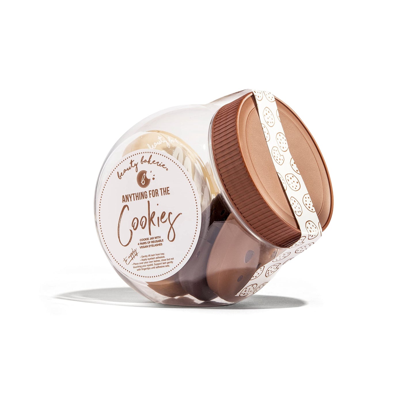 Beauty Bakerie Reusable False Eyelashes with Compact + Mirror, Natural & Wispy False Eye Lashes Pack, Makeup Essentials, Fake Strip Lashes for Natural Look, Anything for the Cookies