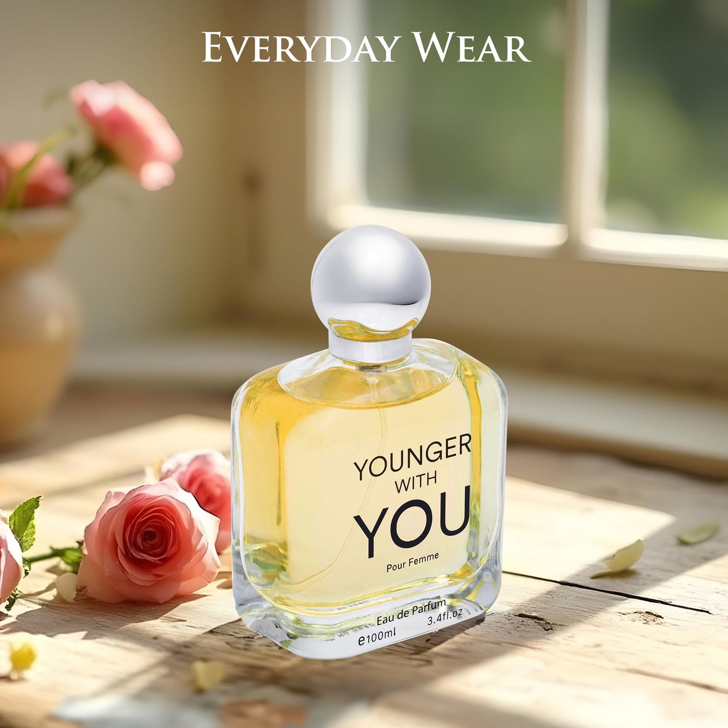 Younger With You for Women Eau De Parfum – Floral & Fruity Scent – Rose & Vanilla Base – Raspberry & Neroli Top – Natural, Mild, Paraben-Free, Vegan & Cruelty-Free – Elegant 100ml Bottle