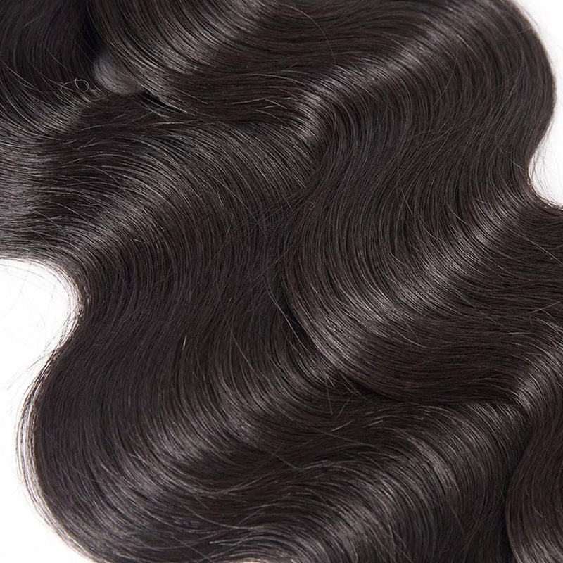 Human Hair Bundle - Natural Black Body Wave Extensions | 3 Bundles 14", 16", 18" - 150g