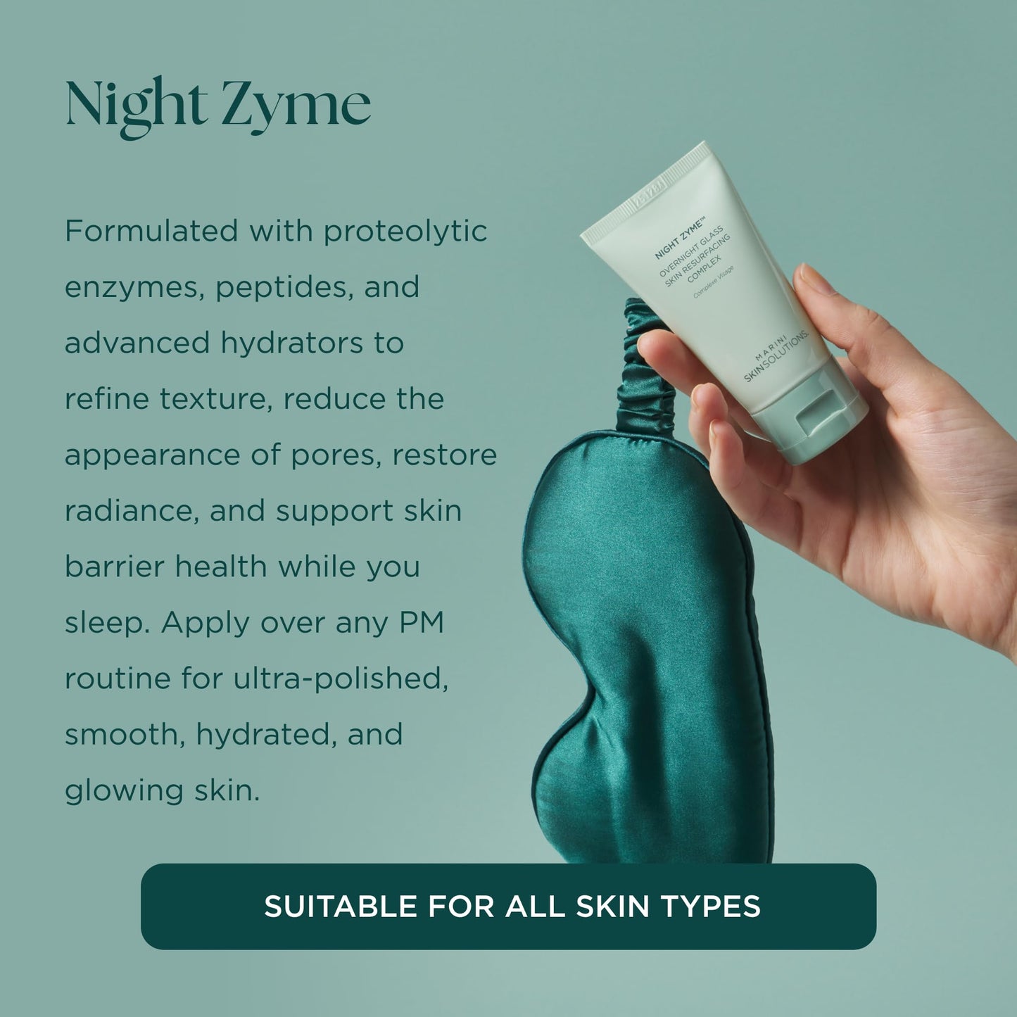 Marini SkinSolutions Night Zyme - Overnight Glass Skin Resurfacing Complex - Face Mask with Proteolytic Papaya Enzymes & Peptides - All Skin Types - Cruelty Free - Made in the USA - 1.7 oz