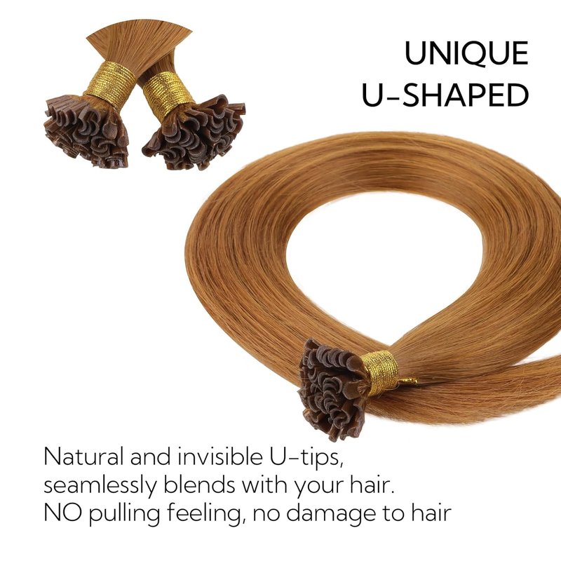 U Tip Hair Extensions - 16 Inch 50g Auburn Ginger Pre-Bonded Keratin Fusion Extensions