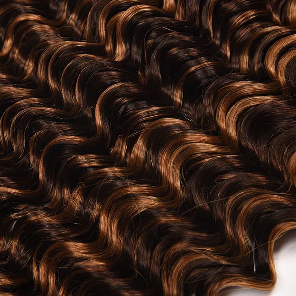 Brown Human Hair Ombre Bundles P430 Deep Wave Bundles Dark Brown Human Hair Bundle 12 14 16 Inch Brazilian Virgin Remy Hair Ombre Deep Wave Bundles Highlight Bundle