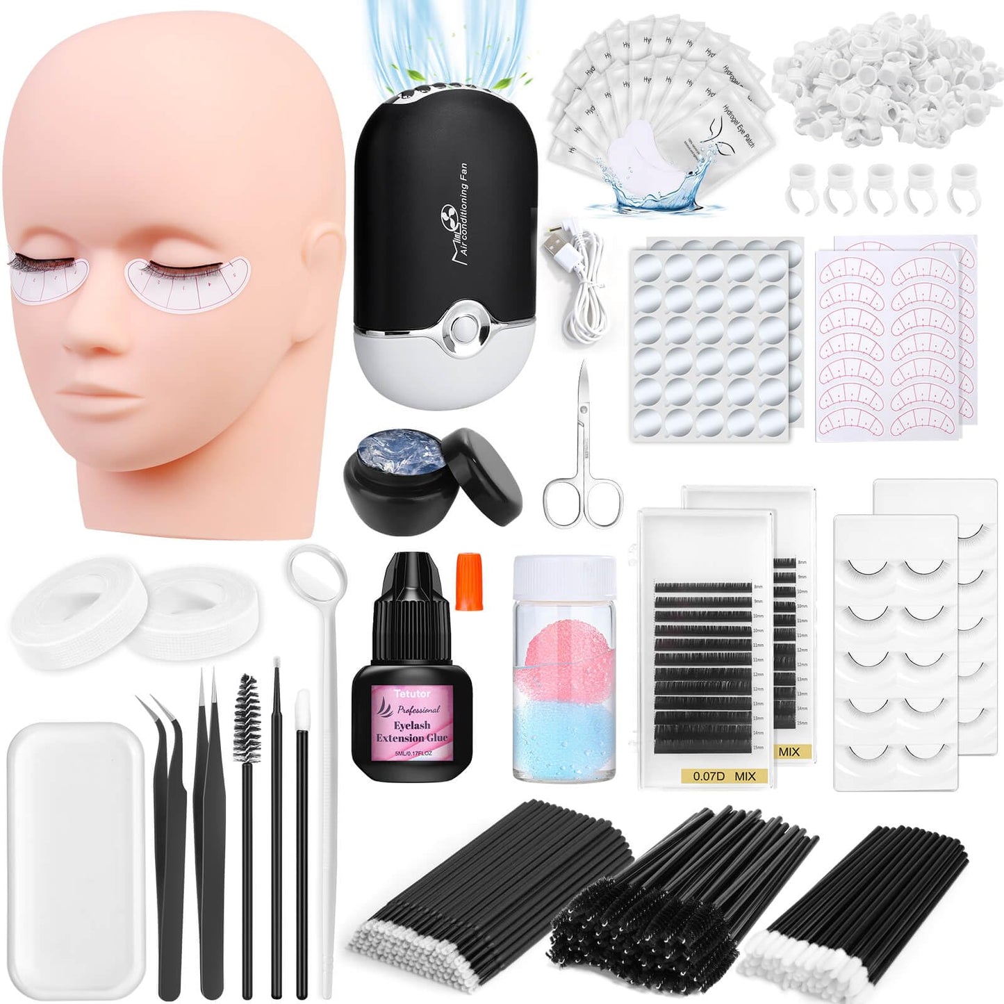 Tetutor Eyelash Extension Kit for Beginners, Professional Lash Training Kit