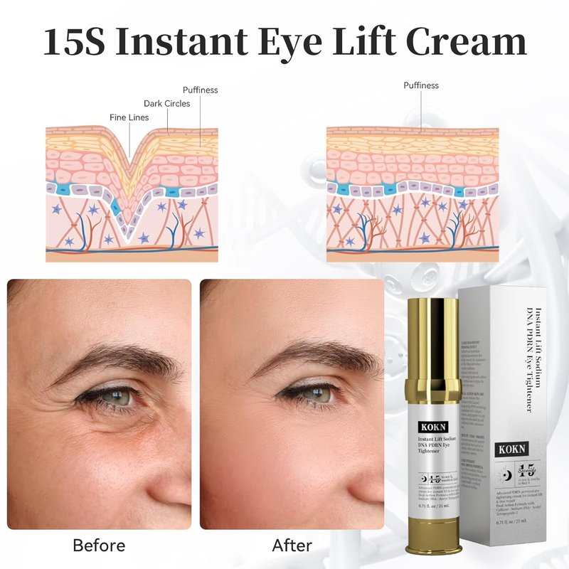 KOKN Instant Firmx Eye & Face Cream - Temporary Eye Tightener for Wrinkles, Puffiness & Bags | 0.71 Fl Oz