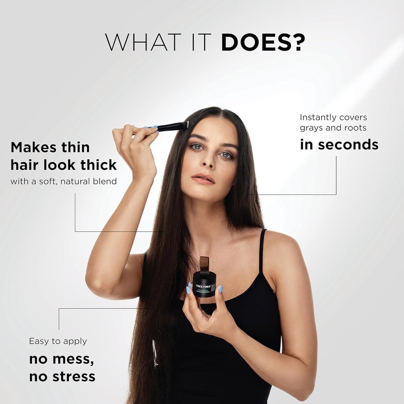 Root Touch Up Powder - Water & Sweat Resistant Hair Loss Concealer for Thinning Hair | Dark Brown, Includes Brush