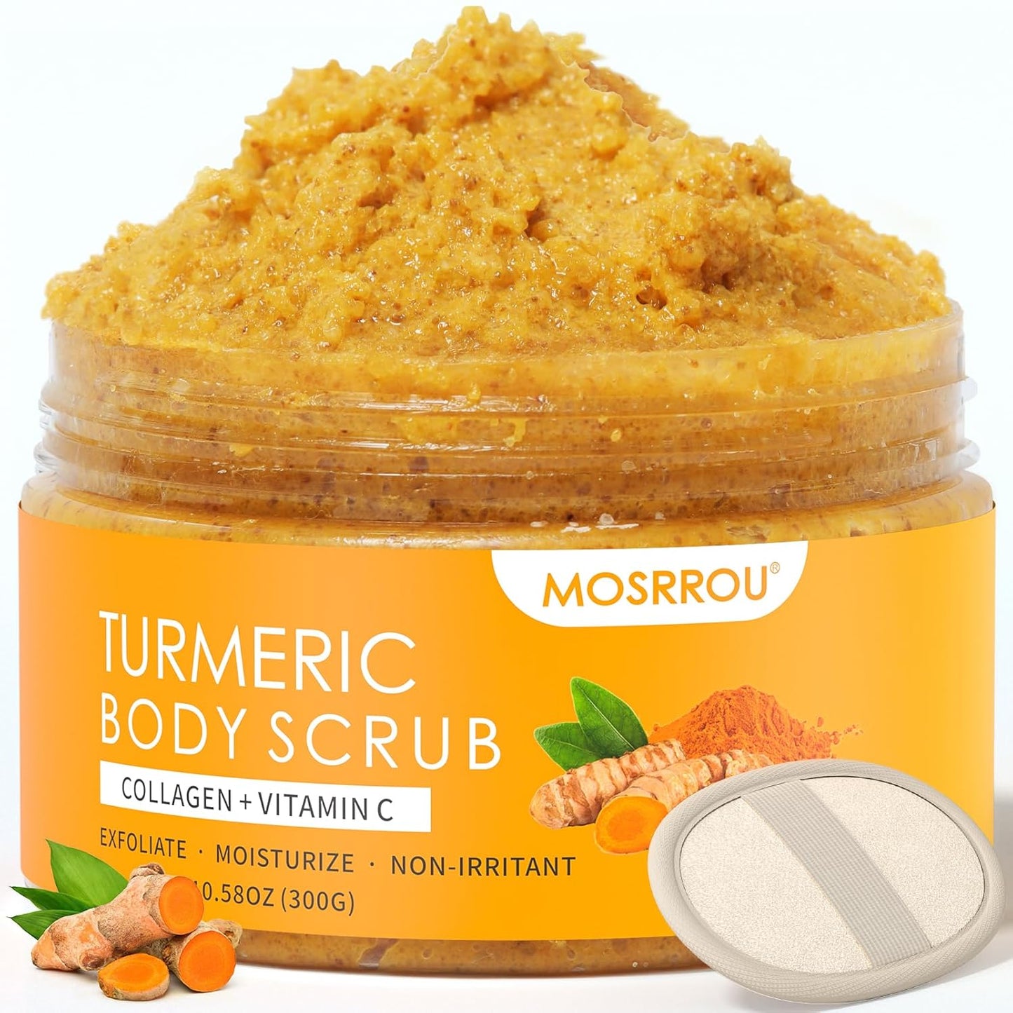 Turmeric Body Scrub - Exfoliating Vitamin C & Collagen Formula | Natural Dead Skin Remover for Smooth Skin