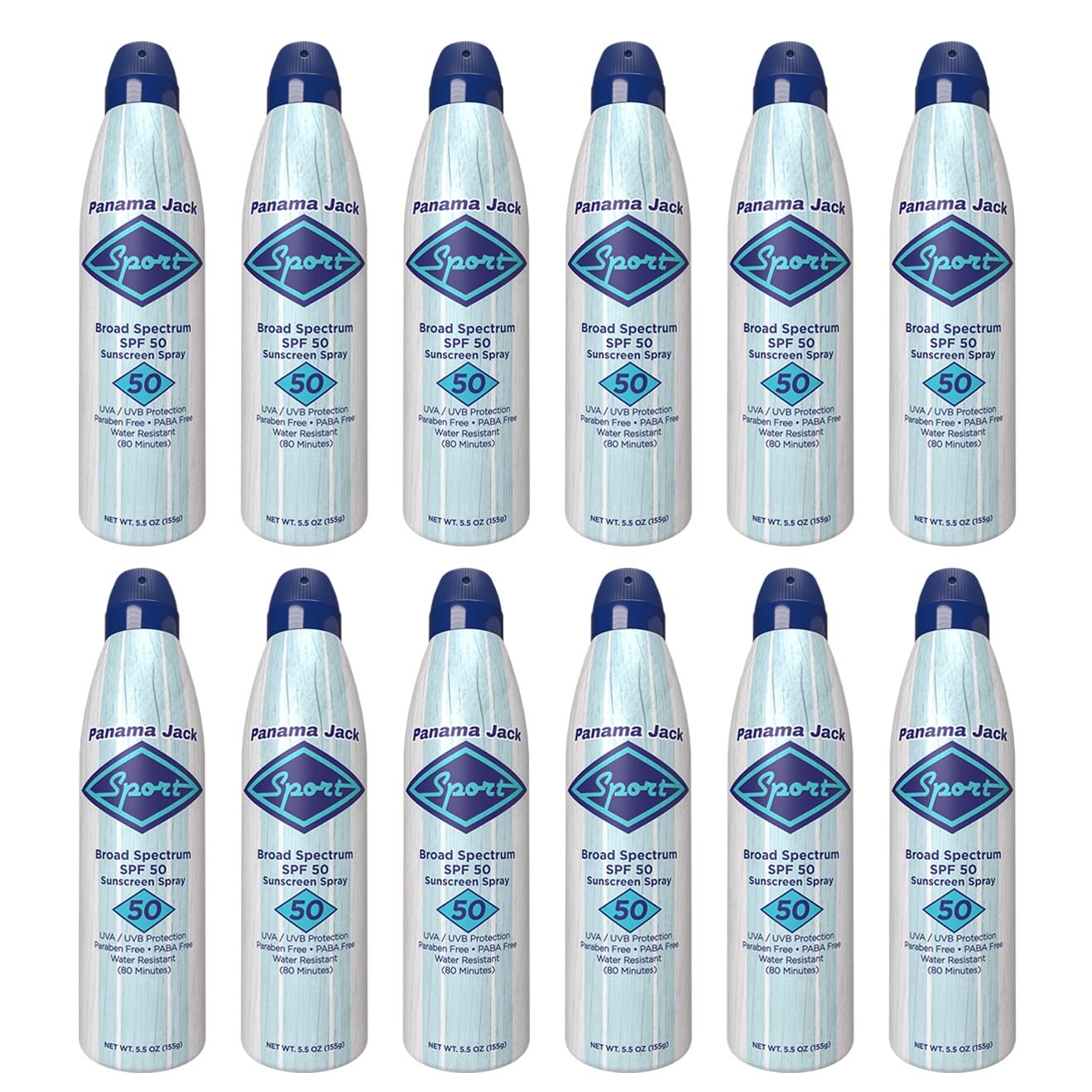 Panama Jack Sport Sunscreen Spray - SPF 50, Broad Spectrum UVA/UVB Protection, PABA, Paraben, Gluten & Cruelty Free, Water Resistant (80 Minutes), 5.5 OZ (Pack of 2)