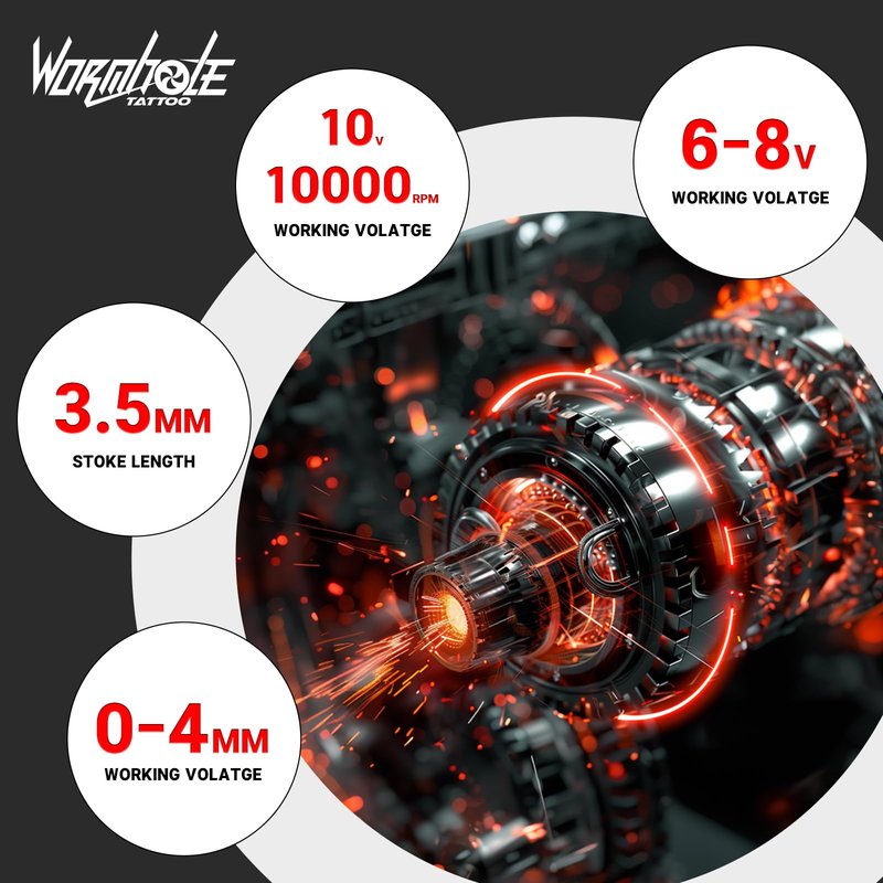 Wormhole Wireless Tattoo Practice Gun Kit with 1,800mAh Battery, 20PCS Tattoo Needles Wireless Tattoo Machine Kit Aluminum Alloy for Beginner and Tattooist WTK296
