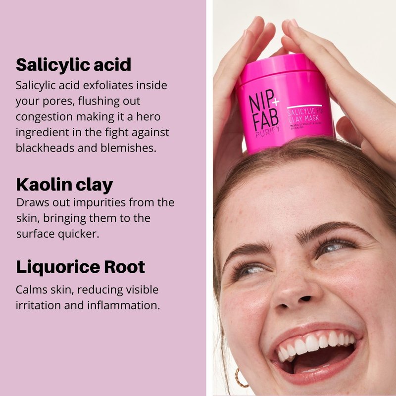Nip + Fab Salicylic Fix Clay Mask for Face Purifying Cleansing Facial Mask to Minimize Pores Oil Control Brighten Skin Target Blemishes, 5.7 ounces