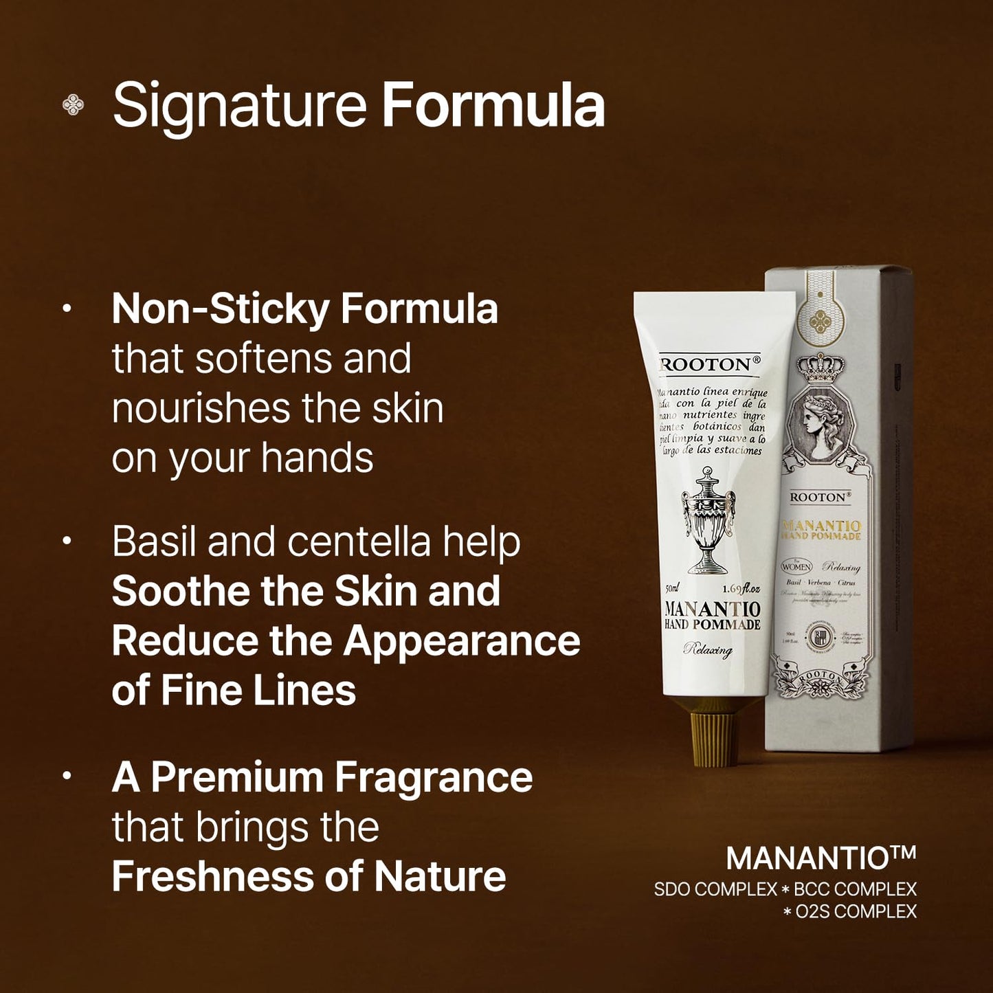 ROOTON Manantio Women’s Vegan Hand Pomade, Lightweight Cream Formula for Smooth, Hydrated & Nourished Hands, Premium Daily Care, 50ml / 1.69 fl oz
