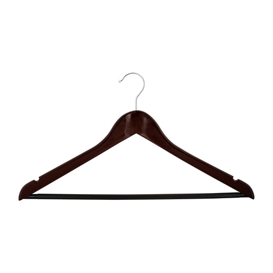 Simplify 3 Pack Mahogany Wood Hangers | Rolling Crossbar | Prevents Creasing & Wrinkles | Good for Coats | Dresses | Pants and Shirts