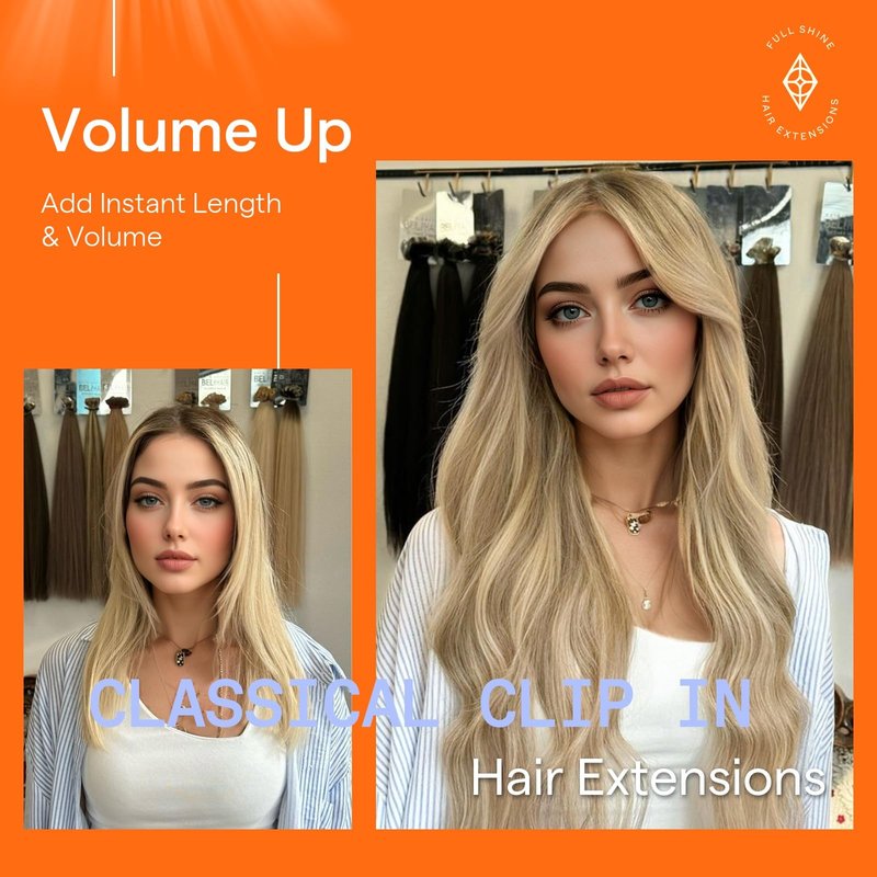 Full Shine Blonde Hair Extensions Clip ins 12 Inch Dirty Blonde Highlights Light Blonde Clip in Hair Extensions for Short Thin Hair 95g 7 Pcs