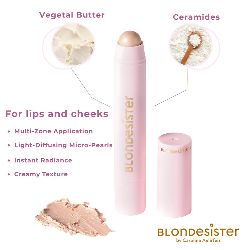 Blondesister Ready To Glow Highlighter - Highlighter Makeup and Eyeshadow - Creamy Texture Contour Makeup - Vegan - Crystal Mood - 0.1 oz