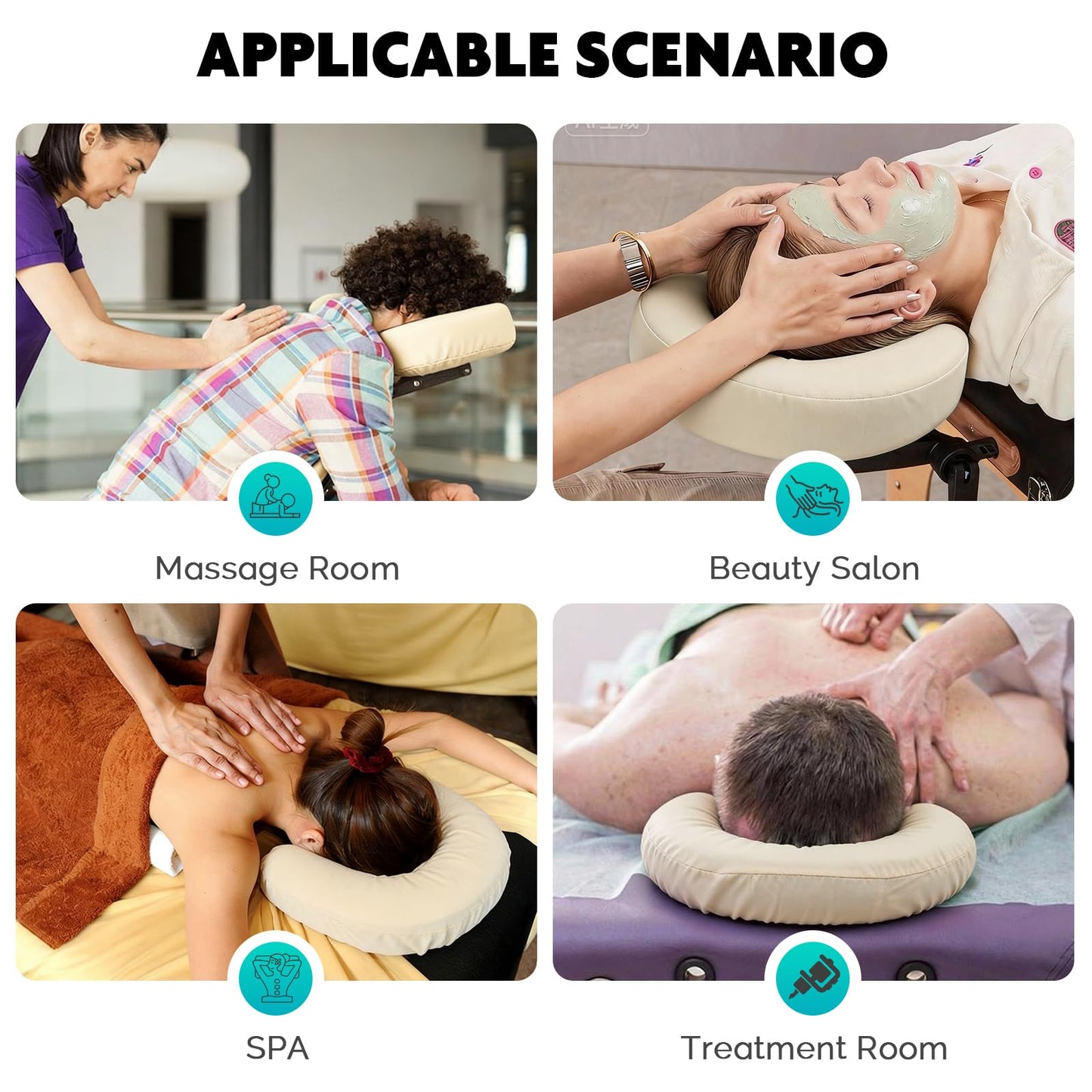 SINLAND Reusable Microfiber Massage Face Rest Covers,Cream,6 Pack
